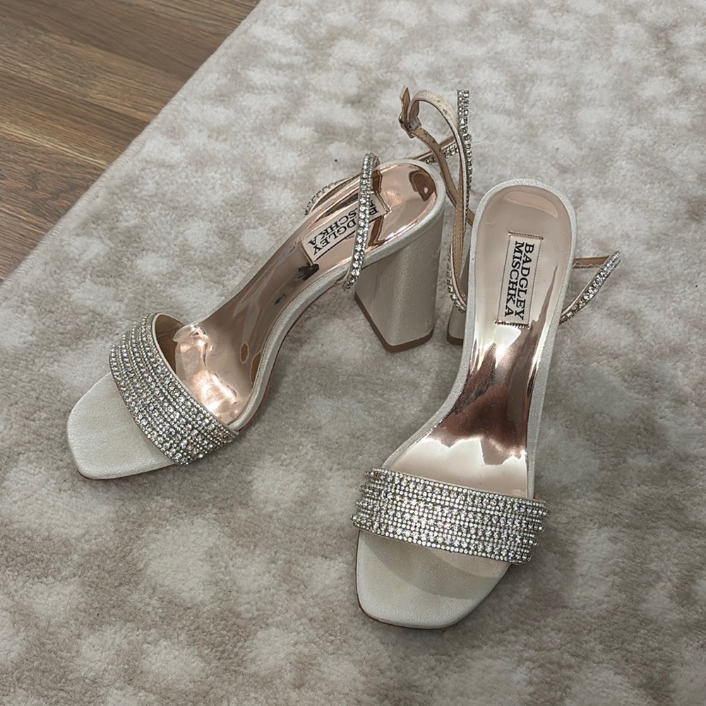 Badgley Mischka Silver Embellished Heels